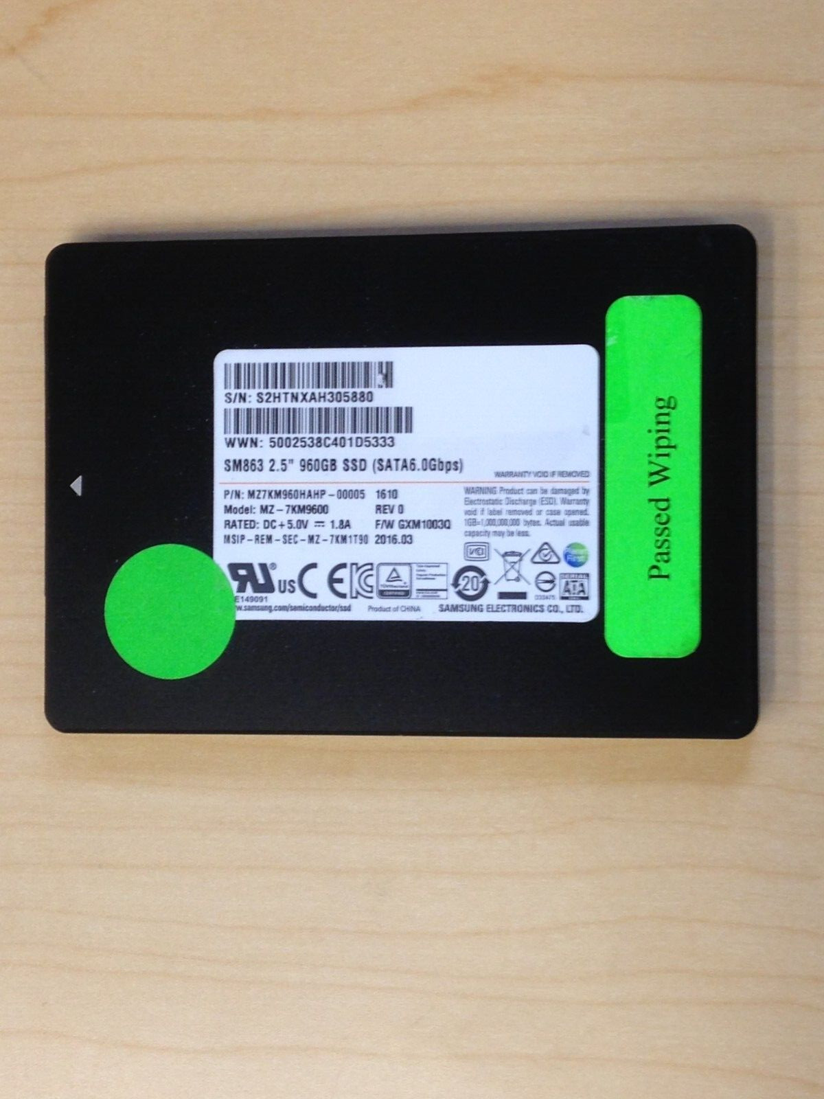 Samsung 960GB 2.5" SSD PM863, SM863/(a), PM863a, SM883, PM883 sub for 1TB