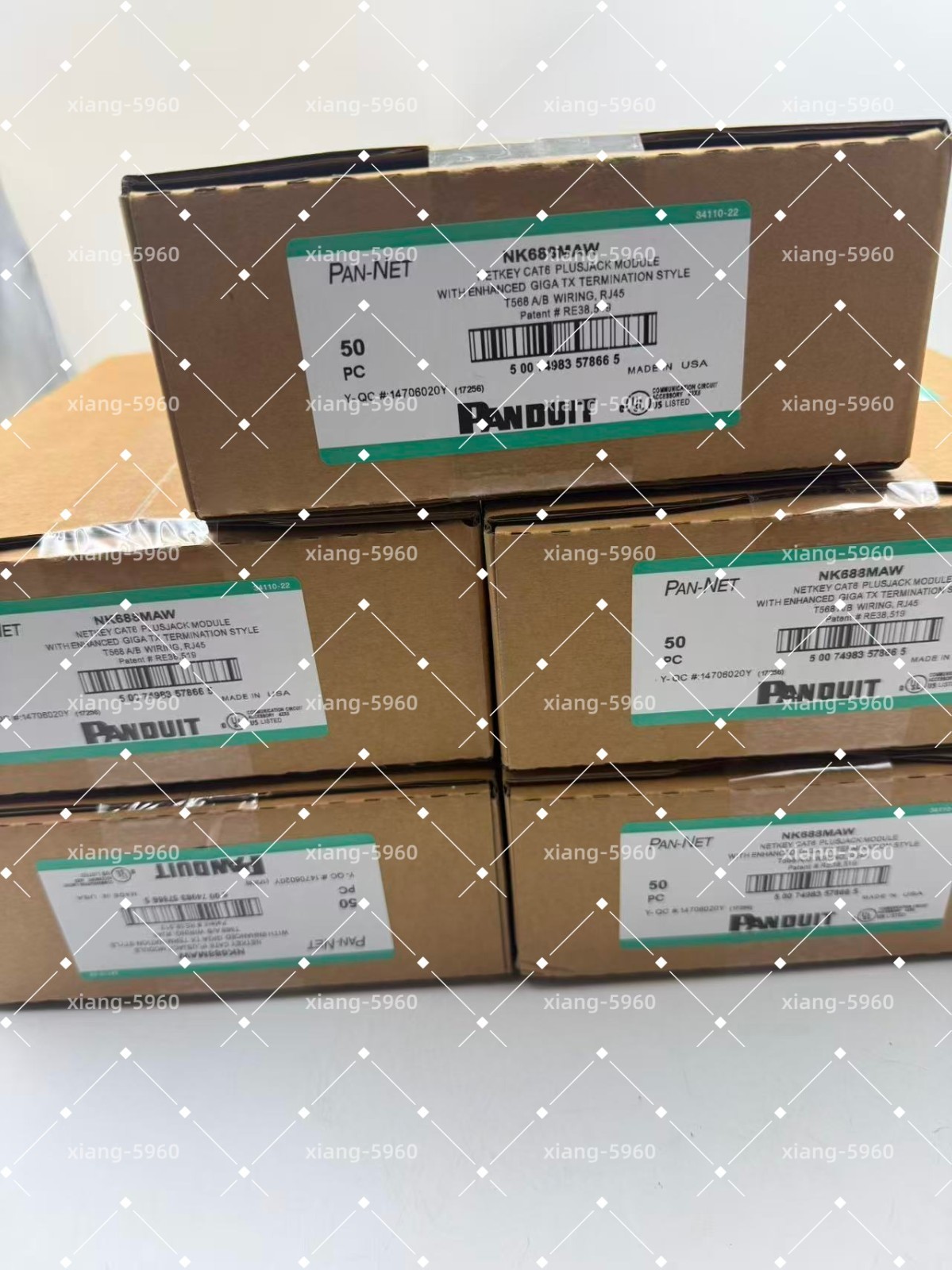 Panduit NK688MAW Cat 6 Keystone Punchdown Jack Module, Arctic White (50) Pcs
