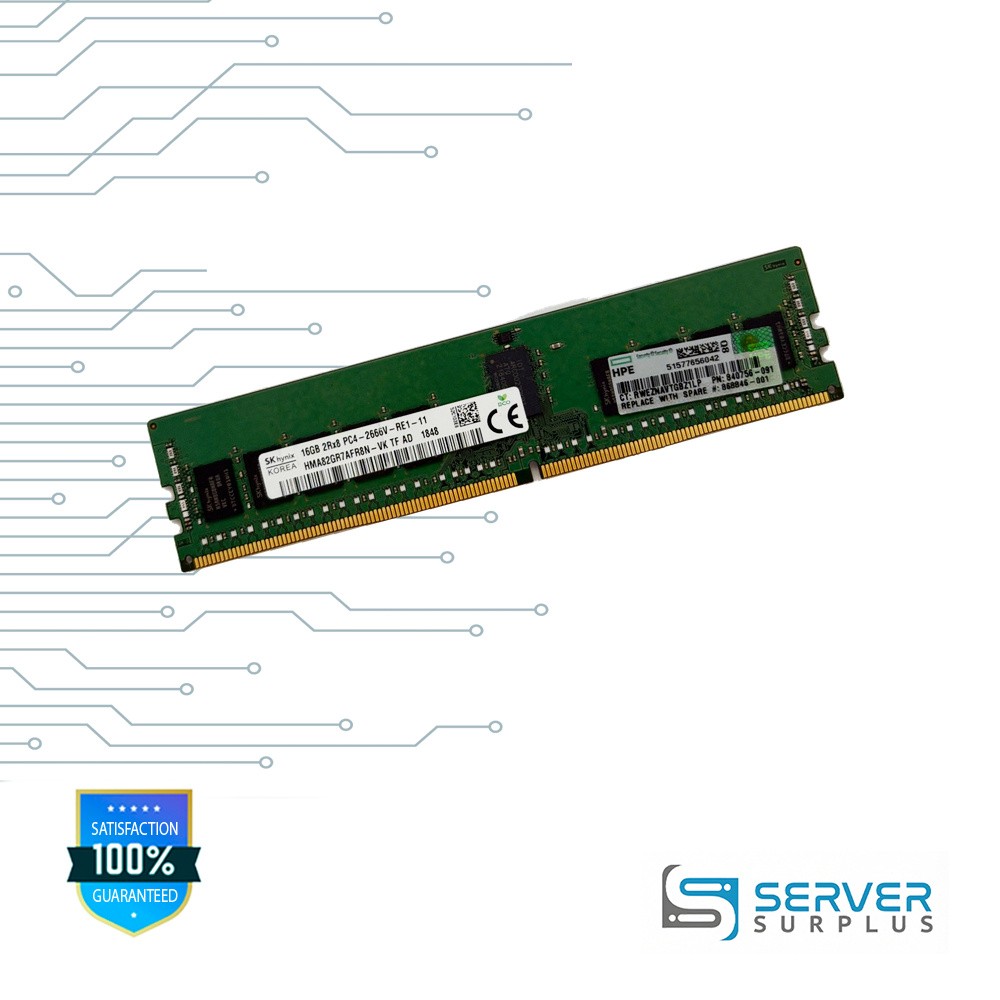 HPE 16GB DDR4-2666 PC4-21300 2Rx8 ECC REG RDIMM 840756-091 HMA82GR7AFR8N-VK