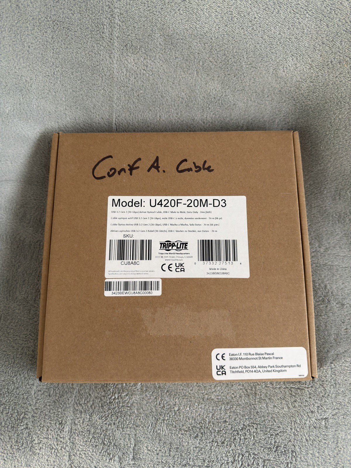Tripp Lite U420F-20M-D3 USB-C Male to Male 20m 10Gbps Open Box