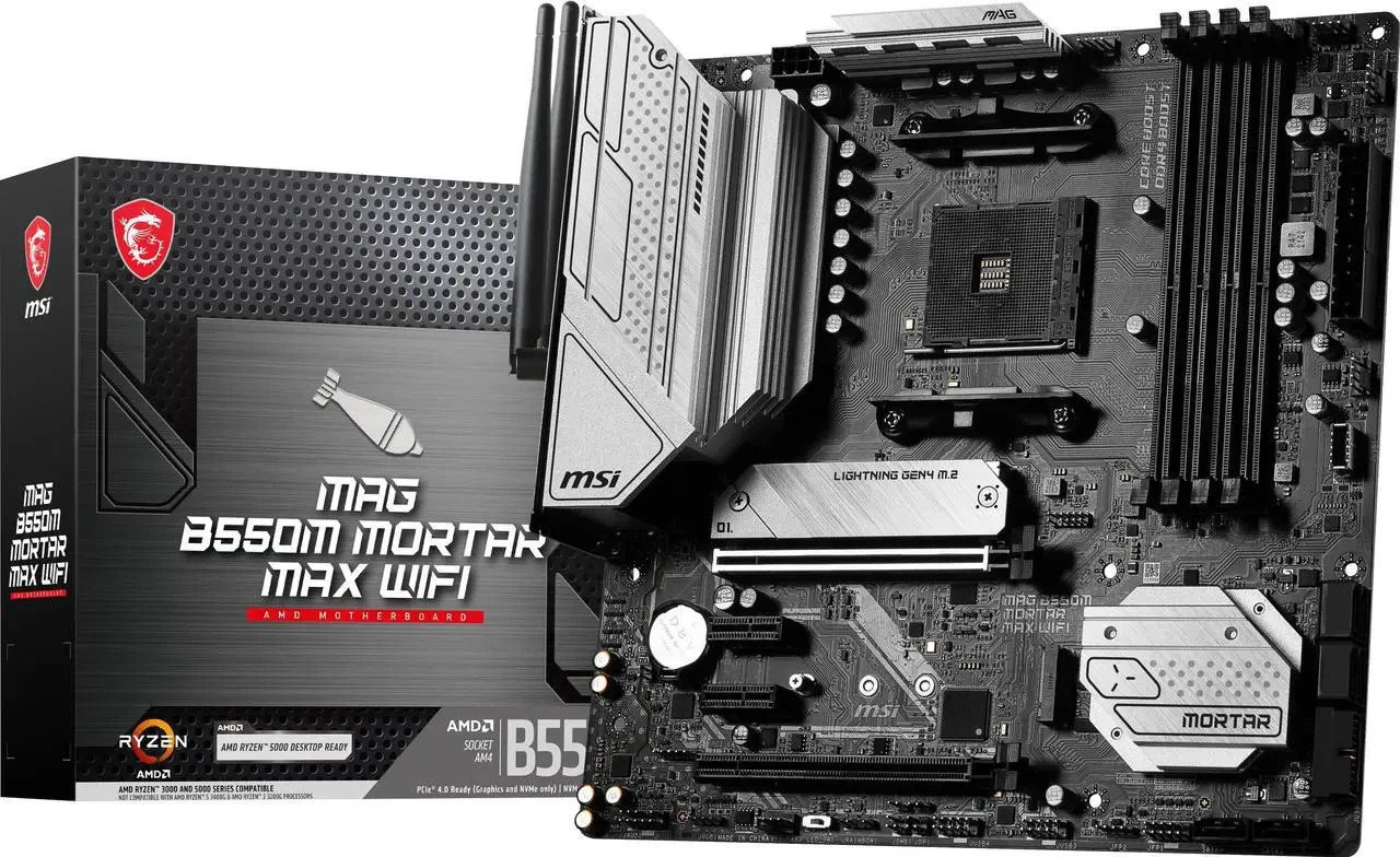 MSI MAG B550M MORTAR MAX WIFI AM4 B550 DDR4 Wi-Fi 6E, Micro ATX Motherboard