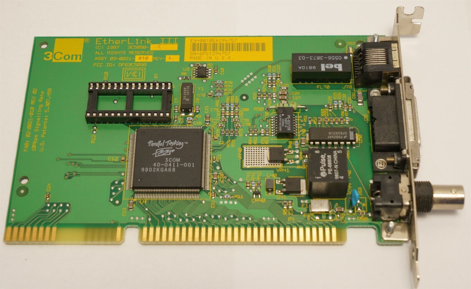 3Com Etherlink III Network Card, 16-Bit, 10Mbps, 3C5098-C
