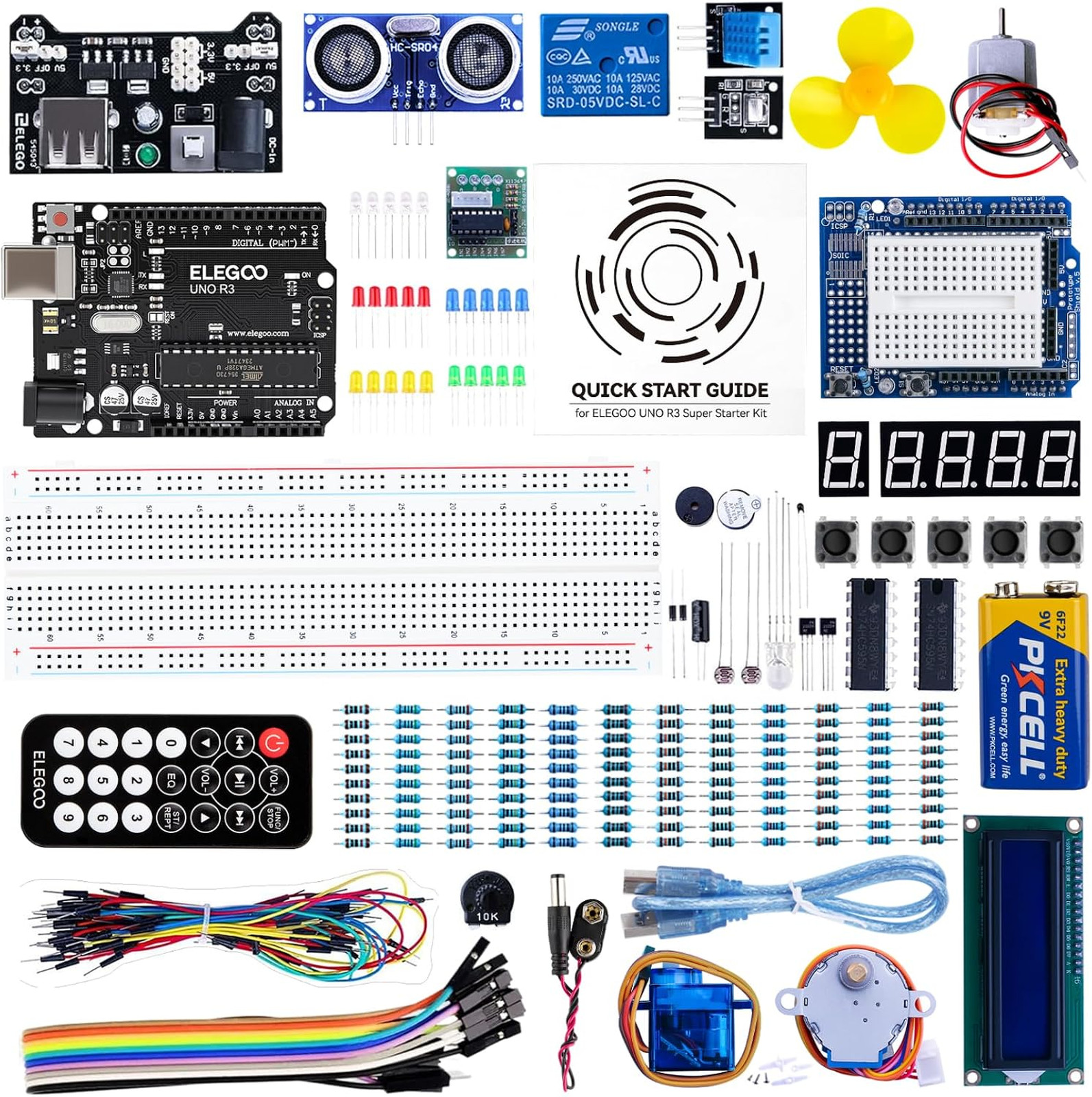Arduino UNO R3 Project Starter Kit with LCD Sensors Motors for Beginners