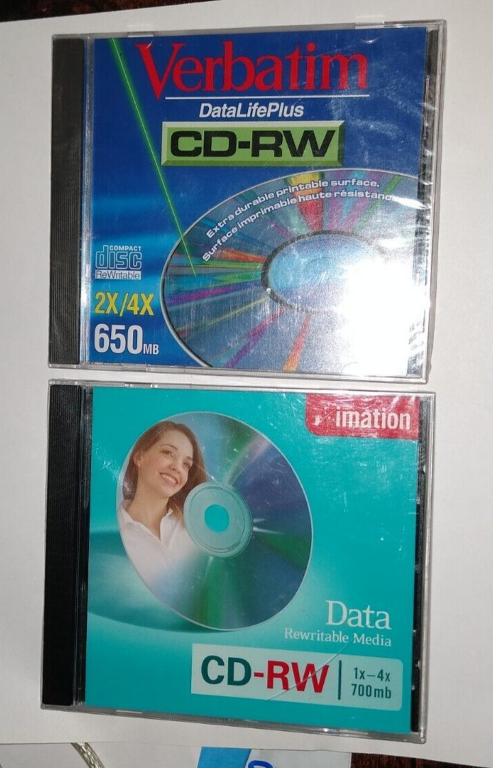 Verbatim Data Life Plus CD-RW & Imation Data CD-RW New Lot (2)PC Sealed freeship