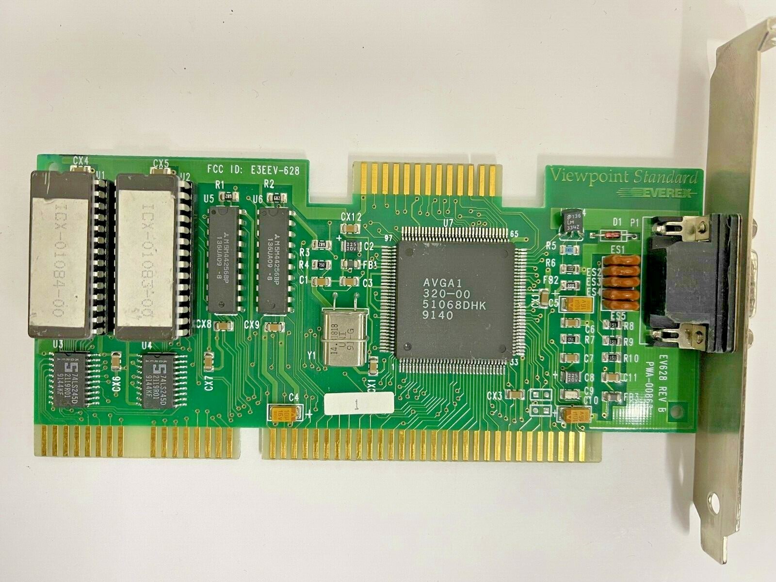 VINTAGE 1991 EVEREX EV628 VIEWPOINT AVGA1 256K ISA VGA CARD FCC E3EEV-628 MXB104