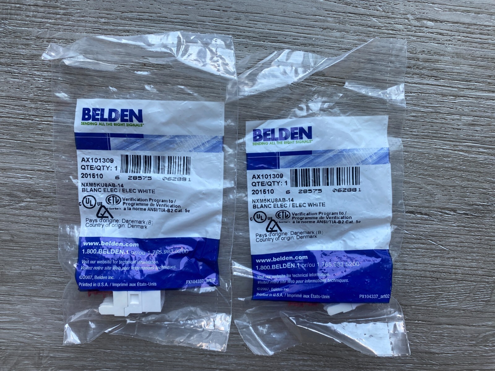 BELDEN AX101309  NXM5KU8AB-14  ELEC WHITE 201510, WHITE -- Lot of 2