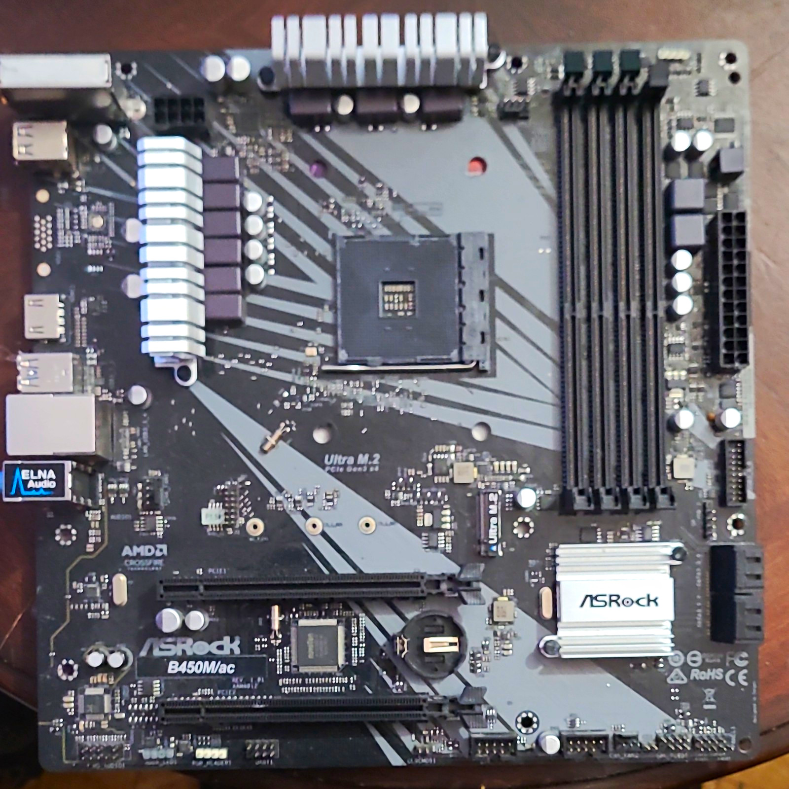 ASRock B450M/ac AM4 MicroATX DDR4 4-DIMM HDMI USB 3.0 Motherboard