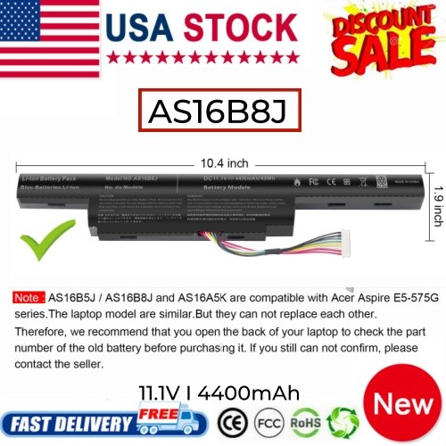 6 Cell Battery for Acer Aspire E5-575G E5-575G-53VG E5-575-33BM AS16B5J AS16B8J