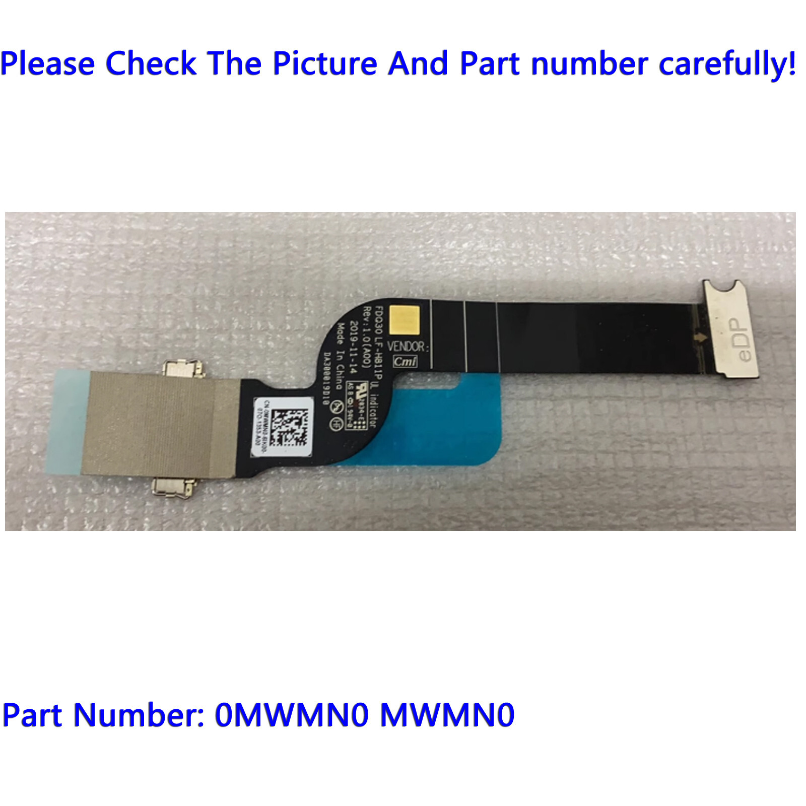 New LF-H811P 0MWMN0 MWMN0 For Dell XPS 13 9300 Screen LCD LVDS Cable Wire Line