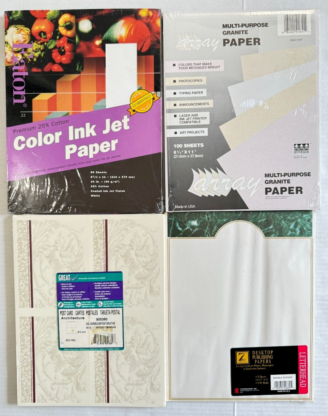 Résumé Letter Paper Ivory & White Granite 8 1/2" x 11" 24 Lb 405 Sheets LOT of 4