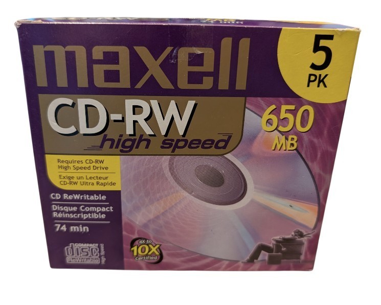 ​Maxell CD-RW High Speed Rewritable Discs 5 Pack (650 MB / 74 Min)