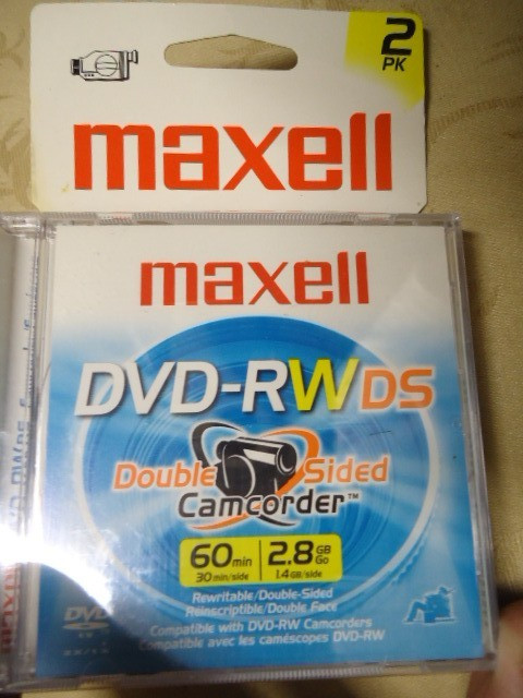 Maxell Dvd-RWDs Double sided Camcorder 60min 2.8GB, 2pack New