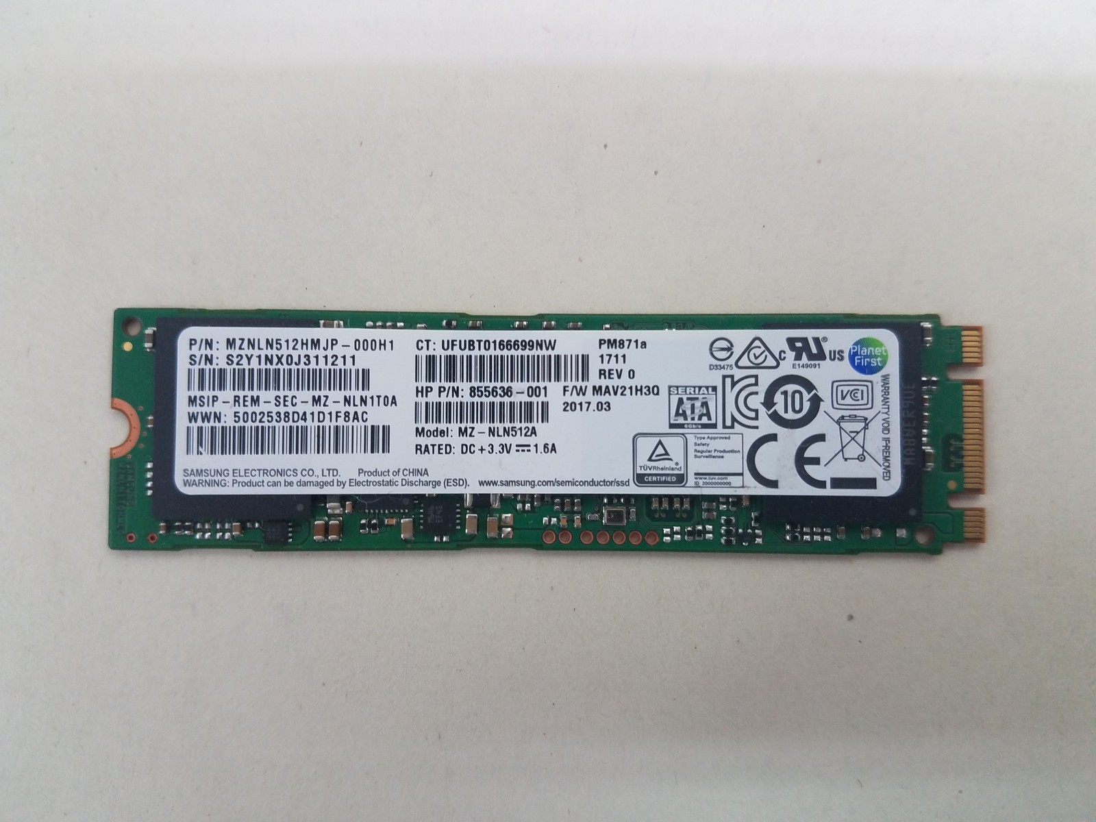 Samsung MZ-NLN512A PM871a 512 GB 80mm M.2 Solid State Drive