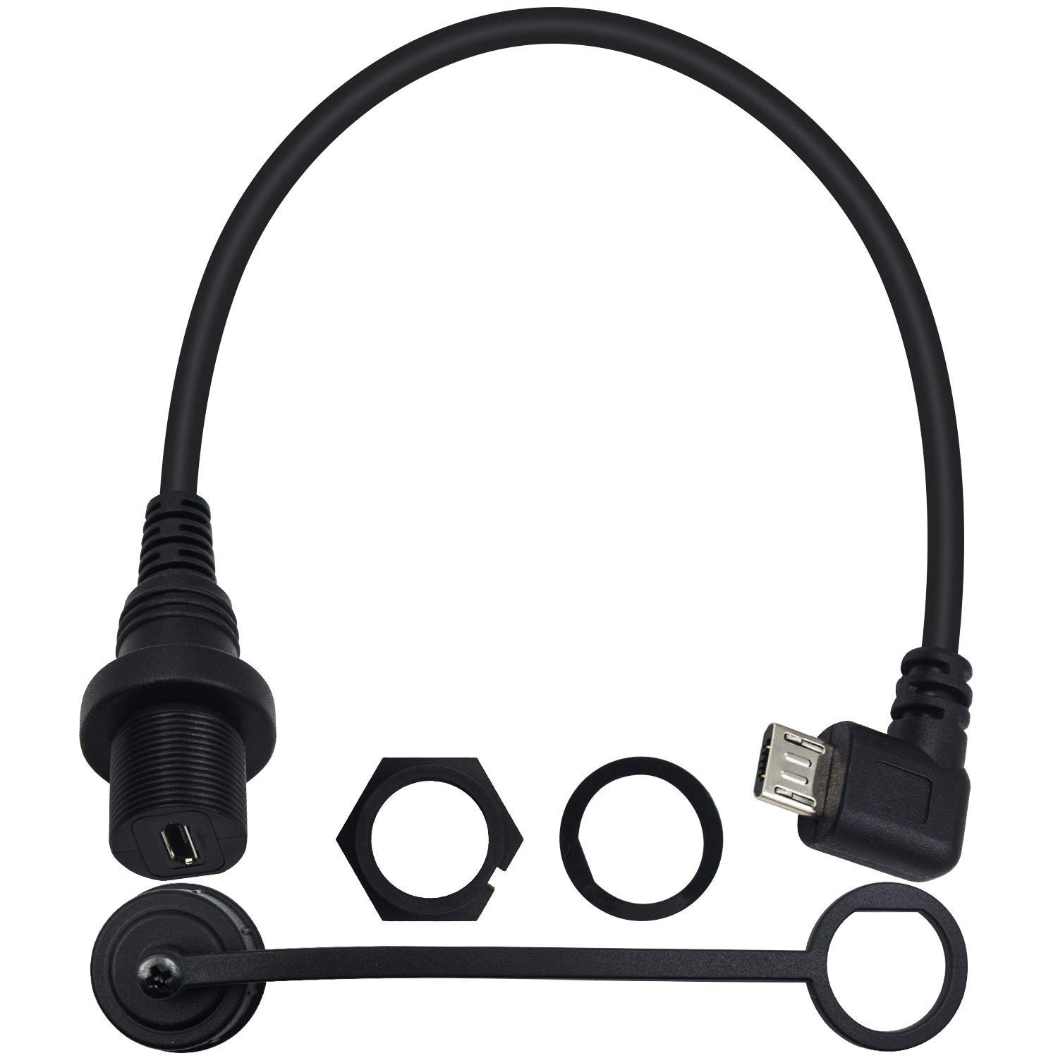 Micro USB Panel Mount Cable, Right Angled 90 Degree Micro USB Mount Extension Da