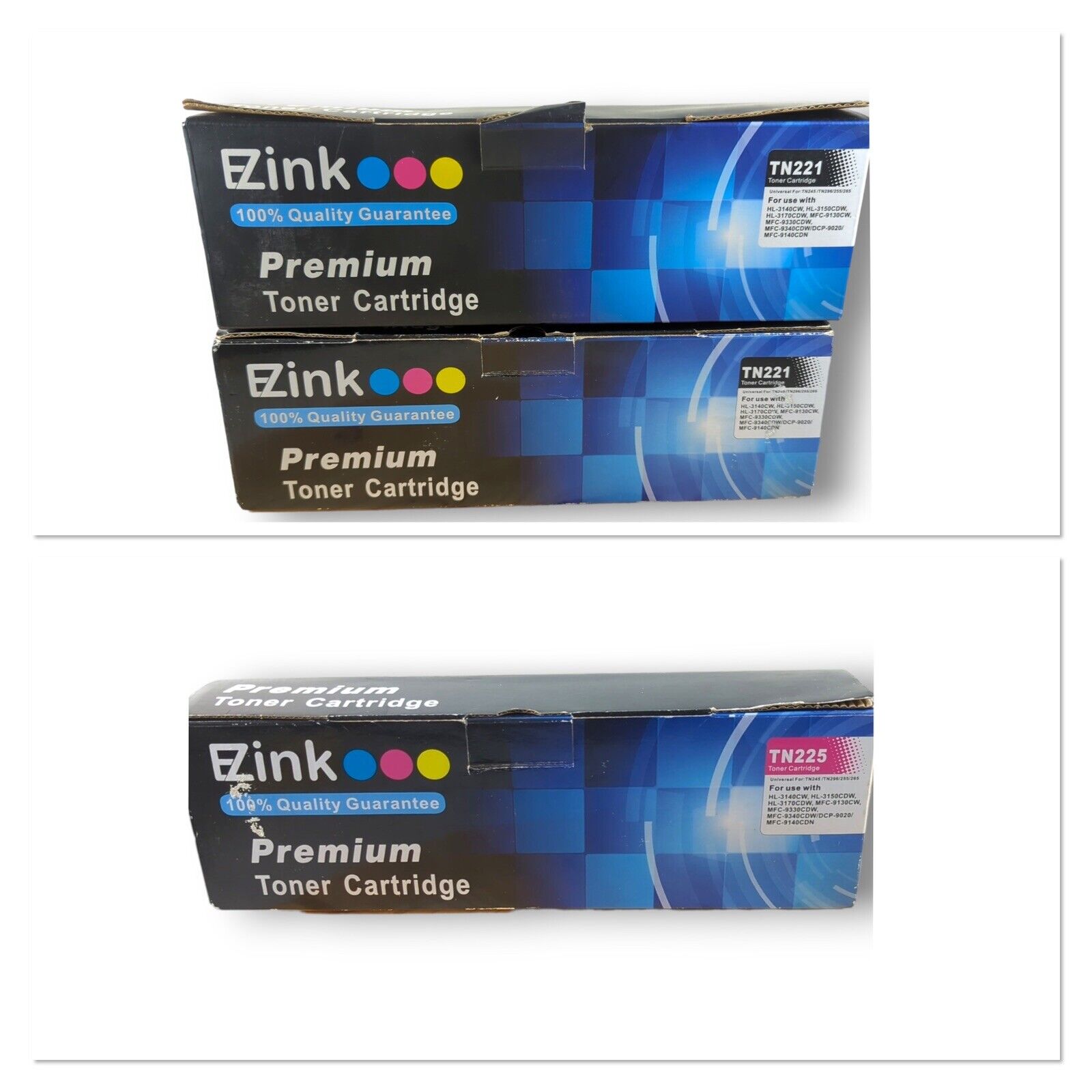 3pk E-Z Ink TN221/TB225 High Yield Premium Laser Toner Cartridge 2 BL/1 Magenta