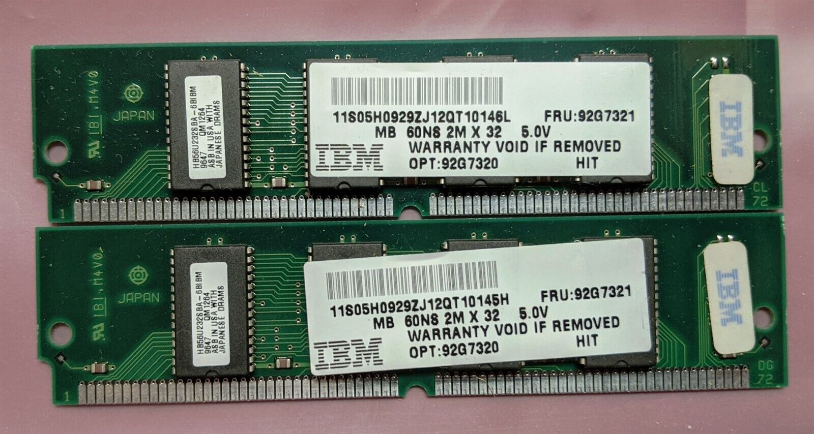 16MB 2x8MB 72-pin Simm EDO 60ns IBM OPT:92G7320 FRU:92G7321 DRAM Ram Memory Kit