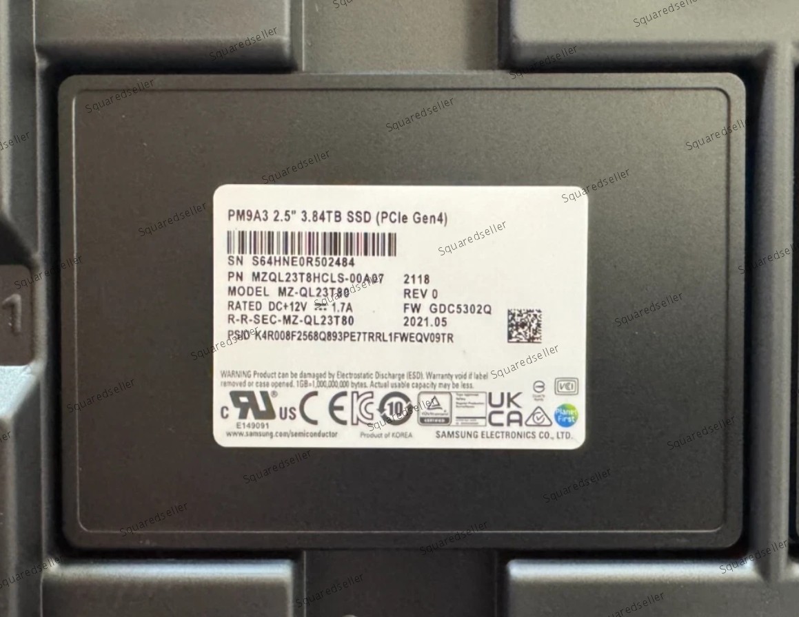 Samsung PM9A3 3.84TB SSD 2.5" U.2 PCIe Gen 4 NVME  MZQL23T8HCLS-00B7C/A07