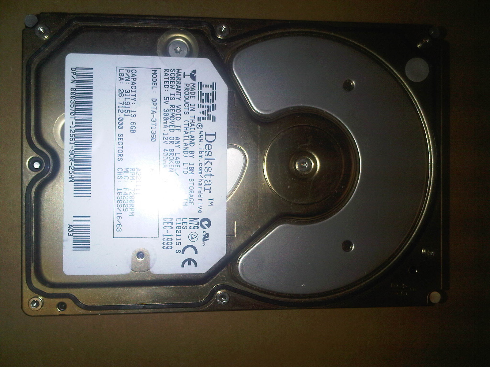 IBM Deskstar 34GXP DPTA-371360 31L9054 F42329 16383 HD