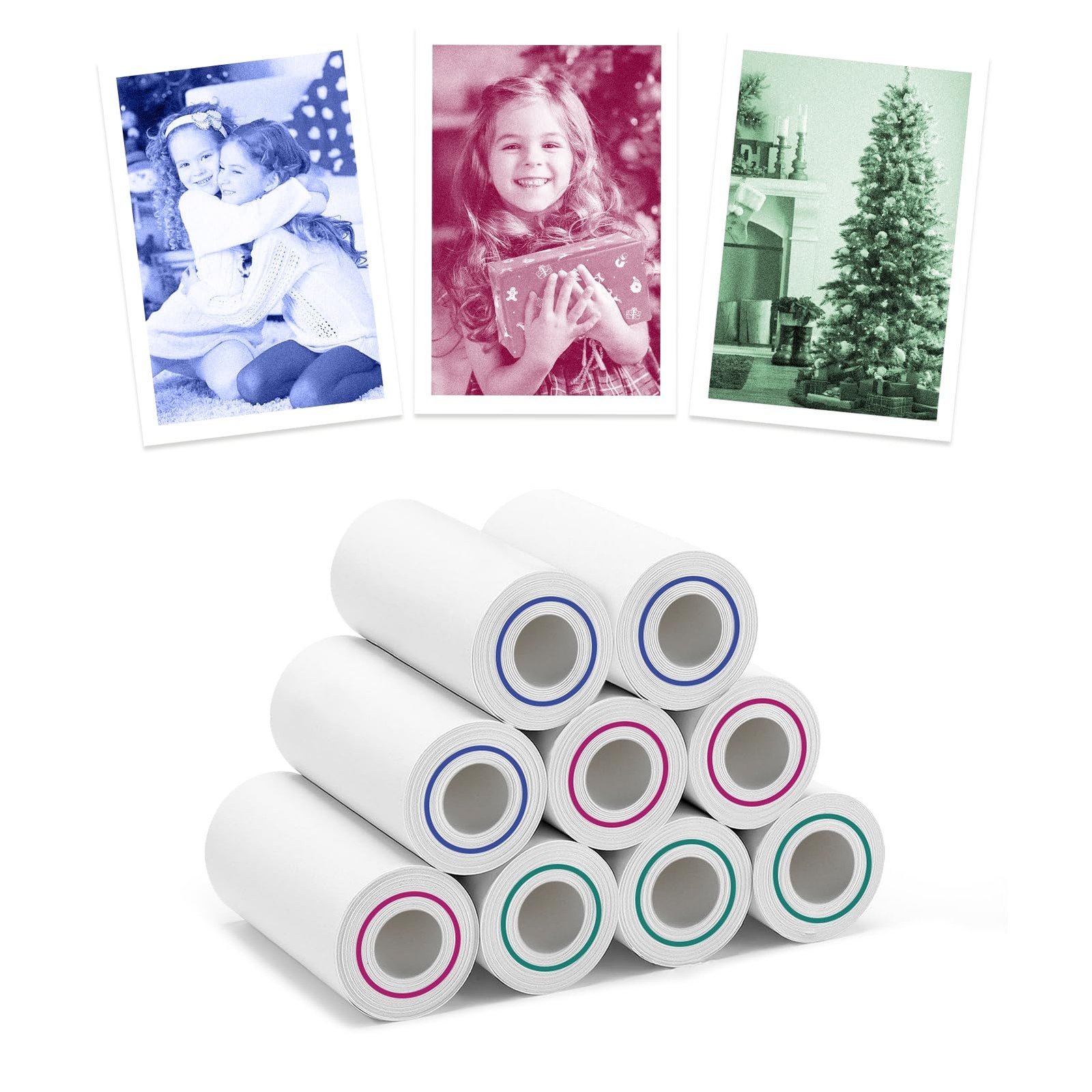 9 Rolls 3-Color Kids Camera Thermal Paper Refill HD Photo Printer Refills