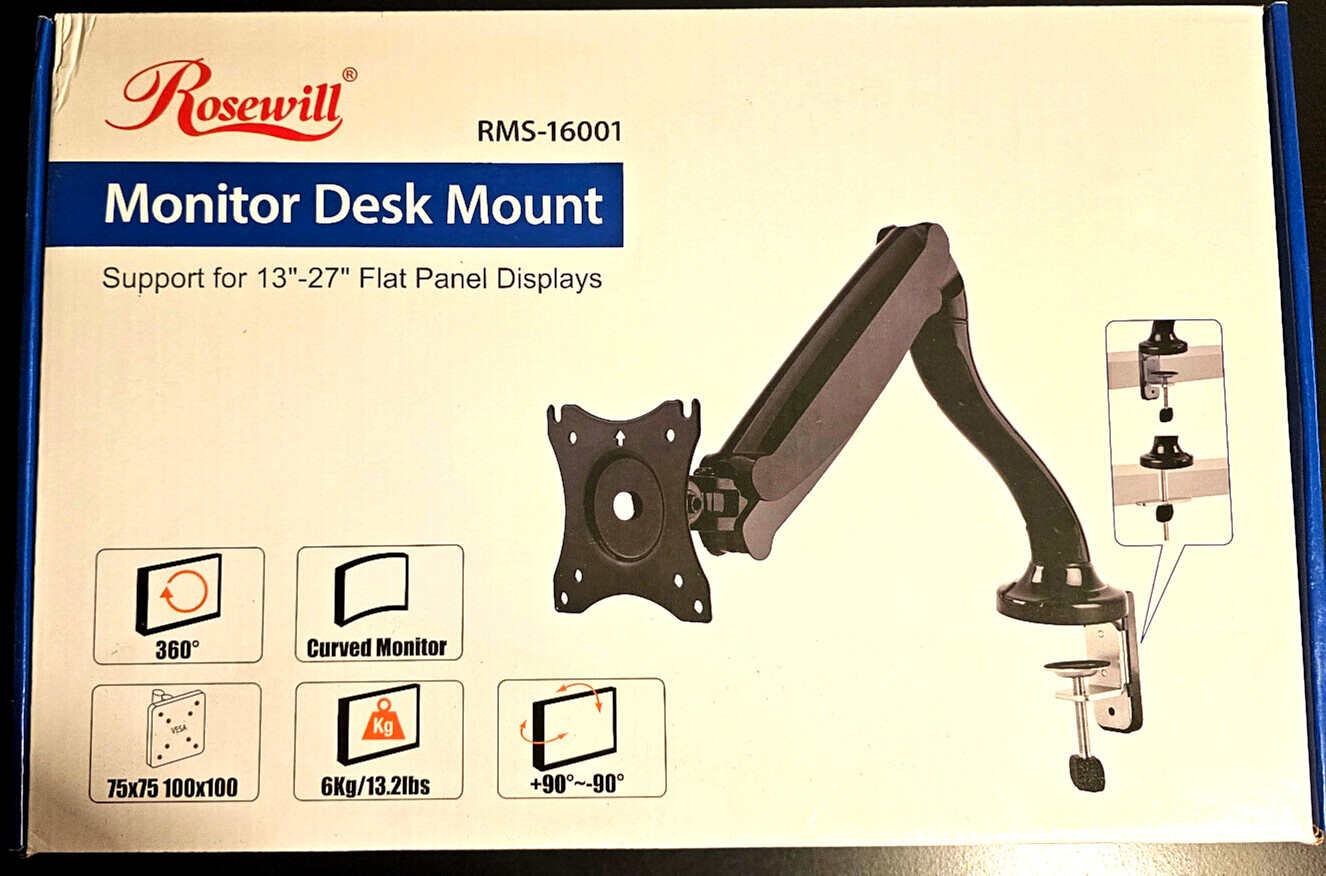 Rosewill Monitor Desk Mount 13" - 27" VESA: 75 / 100mm Tilt Swivel *NEW*