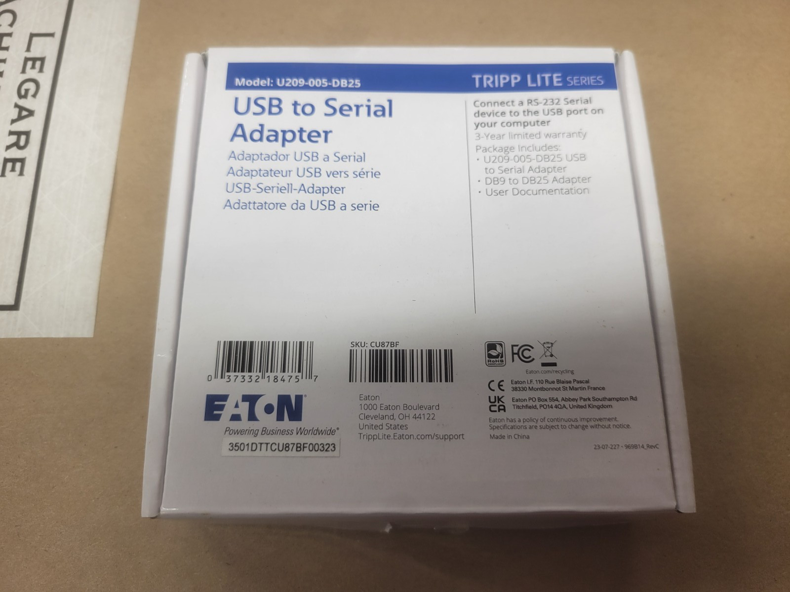 Eaton U209-005-DB25 Tripp Lite USB to Serial Adapter
