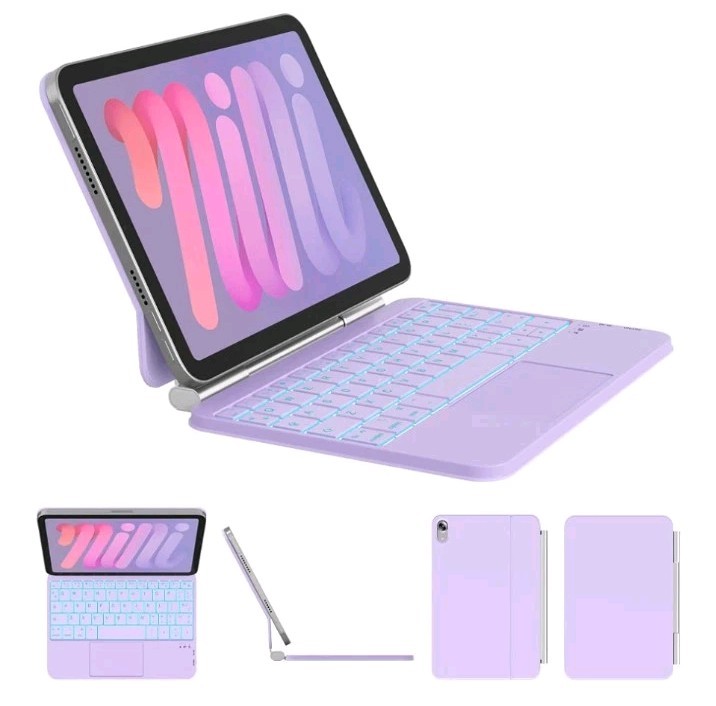 TaIYanG Keyboard Case for iPad Mini 7 & 6,7 Color Backlit Light Purple 
