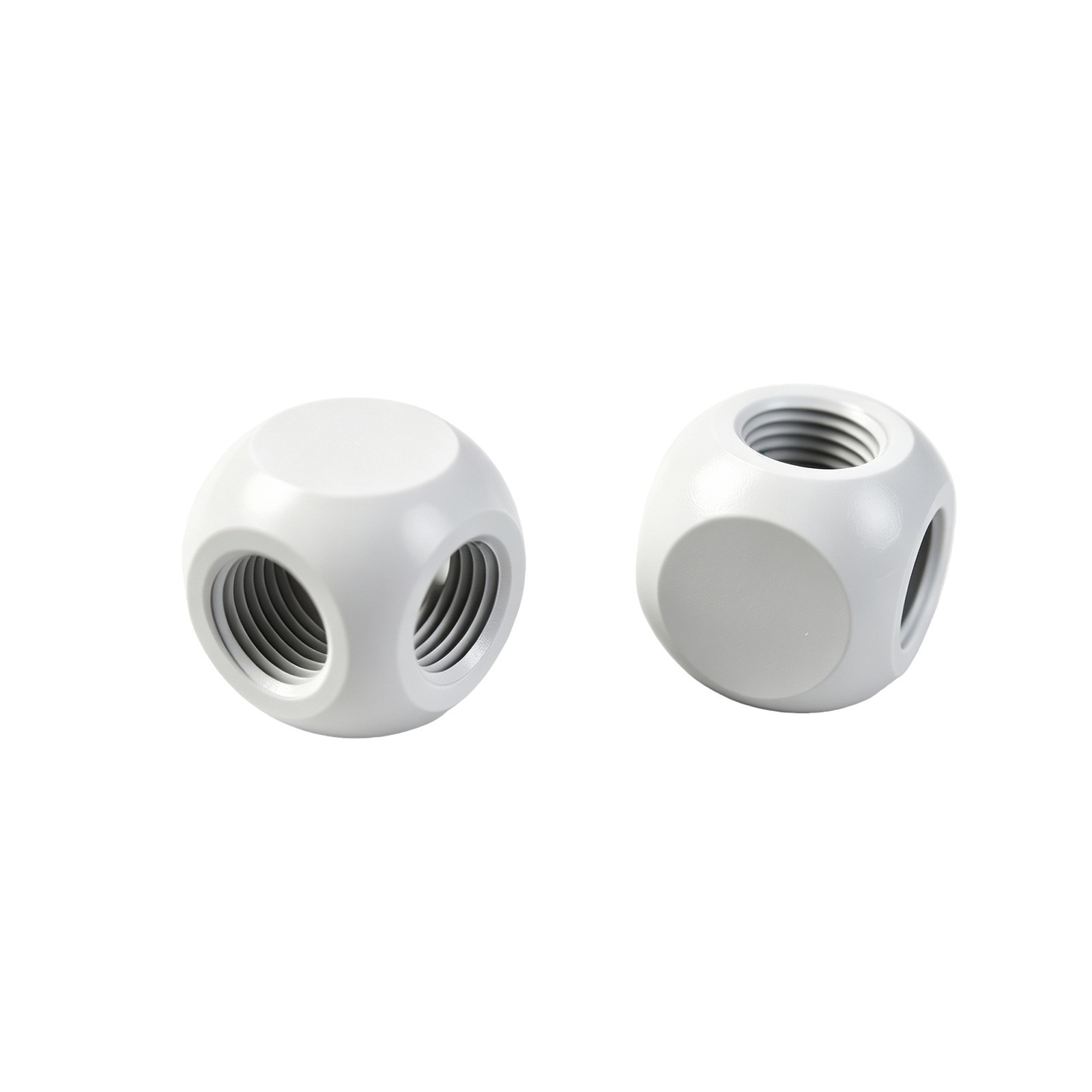 G1/4 3-Way Female Tee Fitting 2 Pack White Spherical for PC Water Cooling