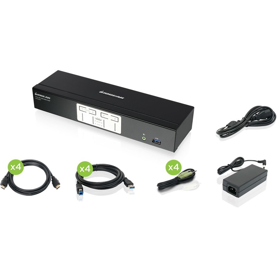 IOGEAR 4-Port 4K KVMP Switch with HDMI Connection, USB 3.0 Hub, and Audio