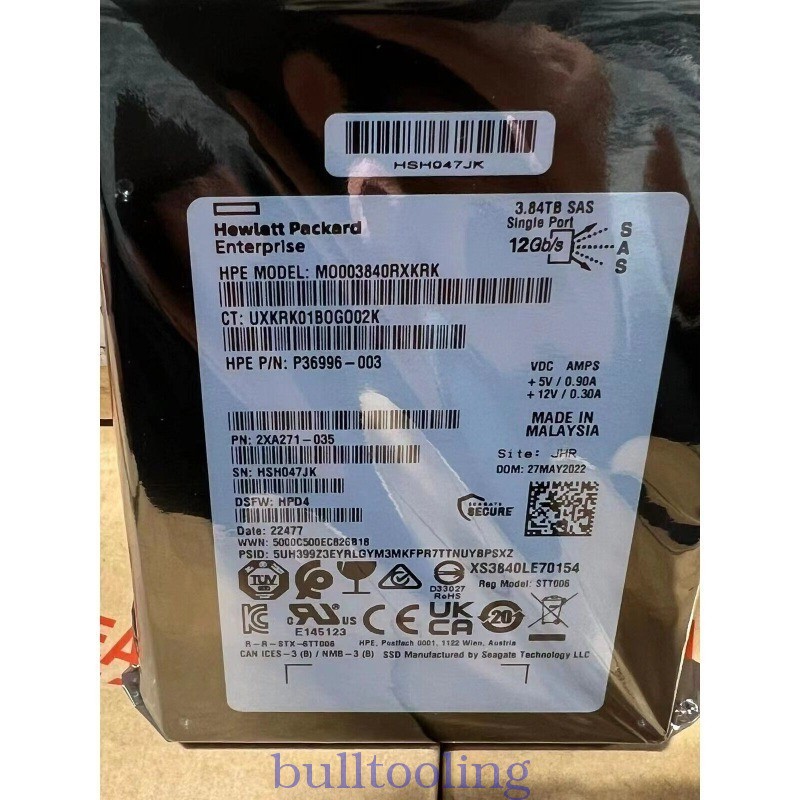 Seagate HPE SAS 3.84TB SSD 12Gb/s MO003840RXKRK DSFW:HPD4 SSD STT006 HSH047JK