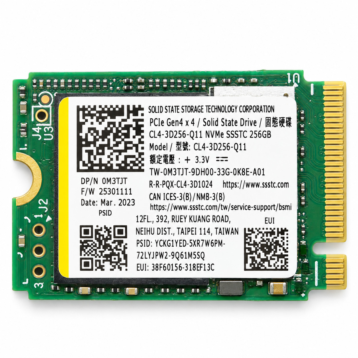 SSSTC 256GB M.2 2230 NVMe PCIe Gen4 SSD CL4-3D256-Q11 Dell M3TJT