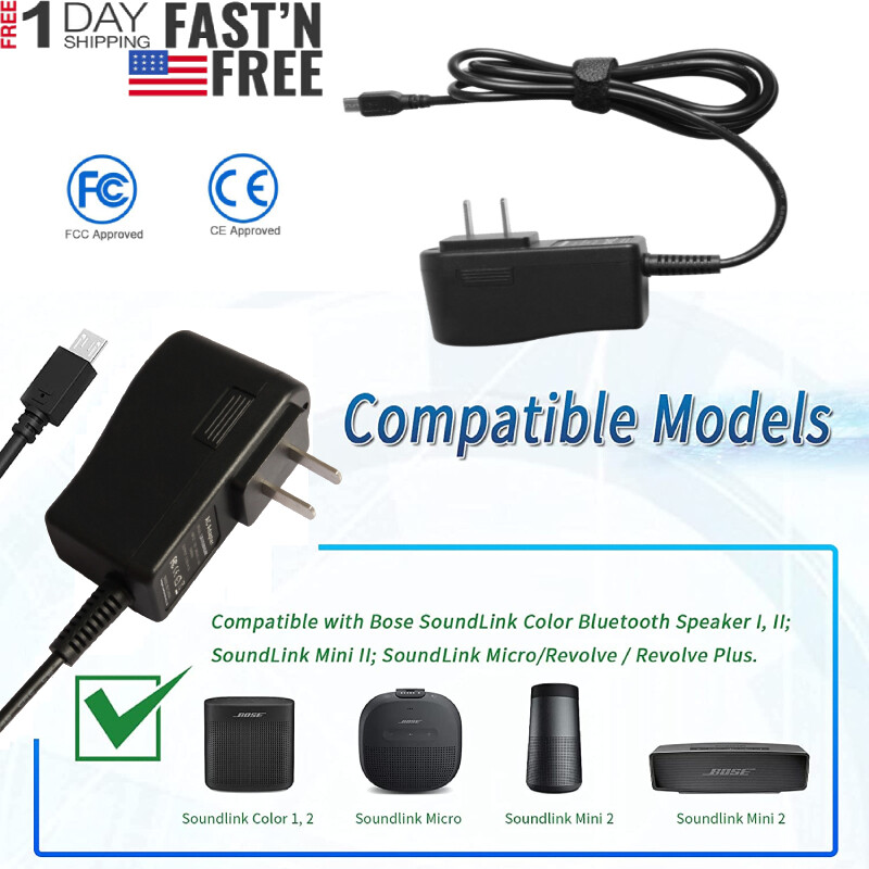 Charger for Bose SoundLink Color Mini 2 II Revolve Micro Plus Power Cord Adapter