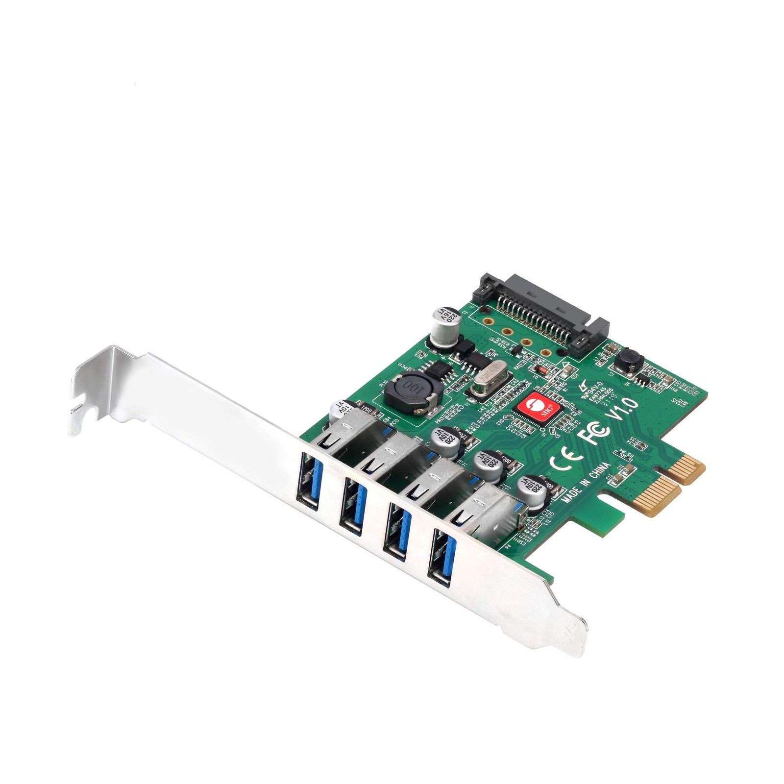 SIIG 4-Port USB 3.0 PCIe Host Card, 5Gbps, UASP, Dual-Profile, JU-P40A11-S1