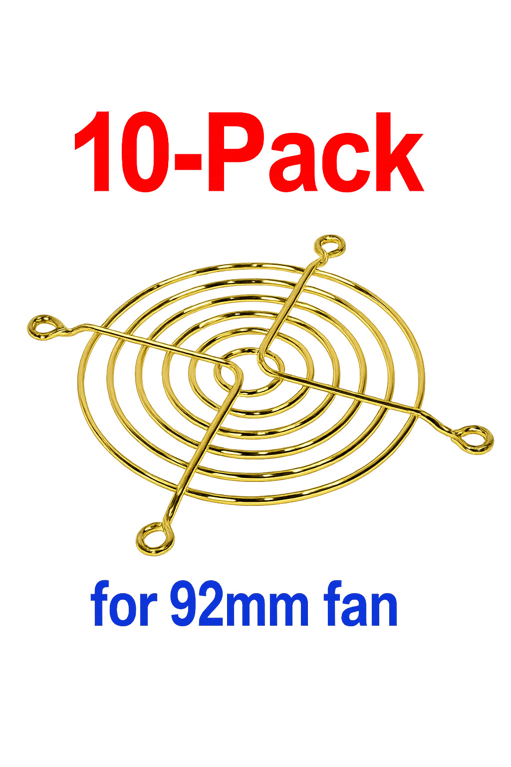 92mm Fan Grill Gold Chrome Metal Grill Protector Guard (10-Pack)