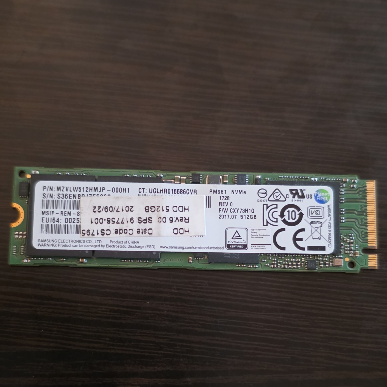 Samsung/HP SM951 512GB SSD MZVLW512HMJP-000H1/917758-001