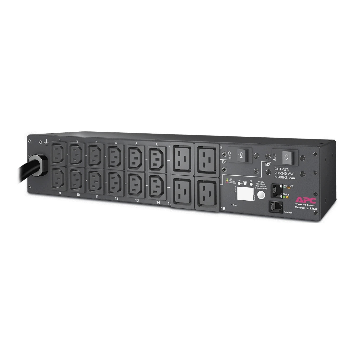 APC AP7811 Rack PDU 2U 30A 208V 5.0kW L6-30P 12xC13 4xC19 Metered LCD