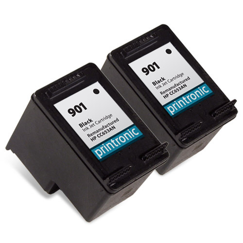 2 Pack Printronic For HP HP 901 Bk CC653AN Black Ink Cartridge