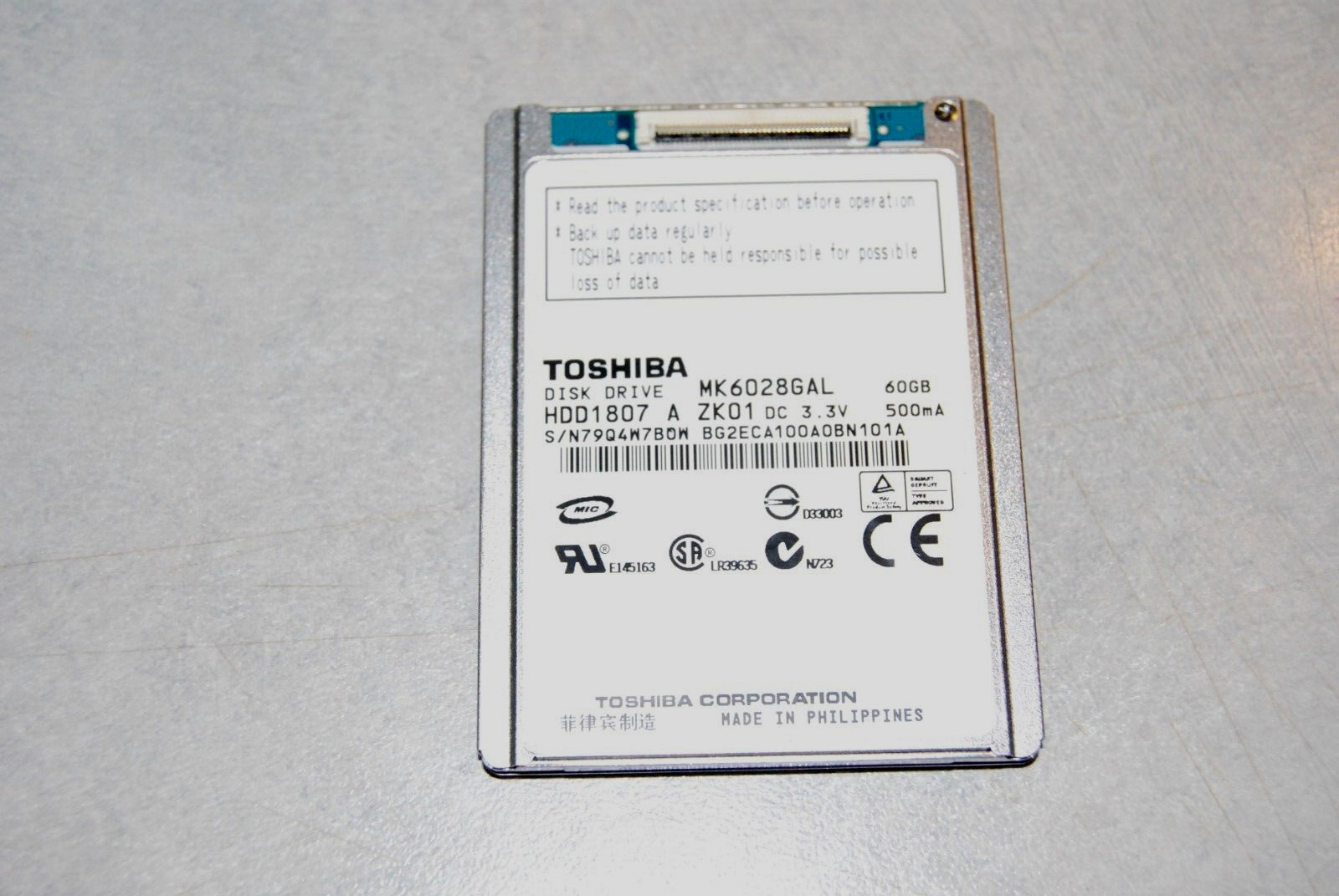 Toshiba MK6028GAL 60Gb 1.8" PATA CE hard drive