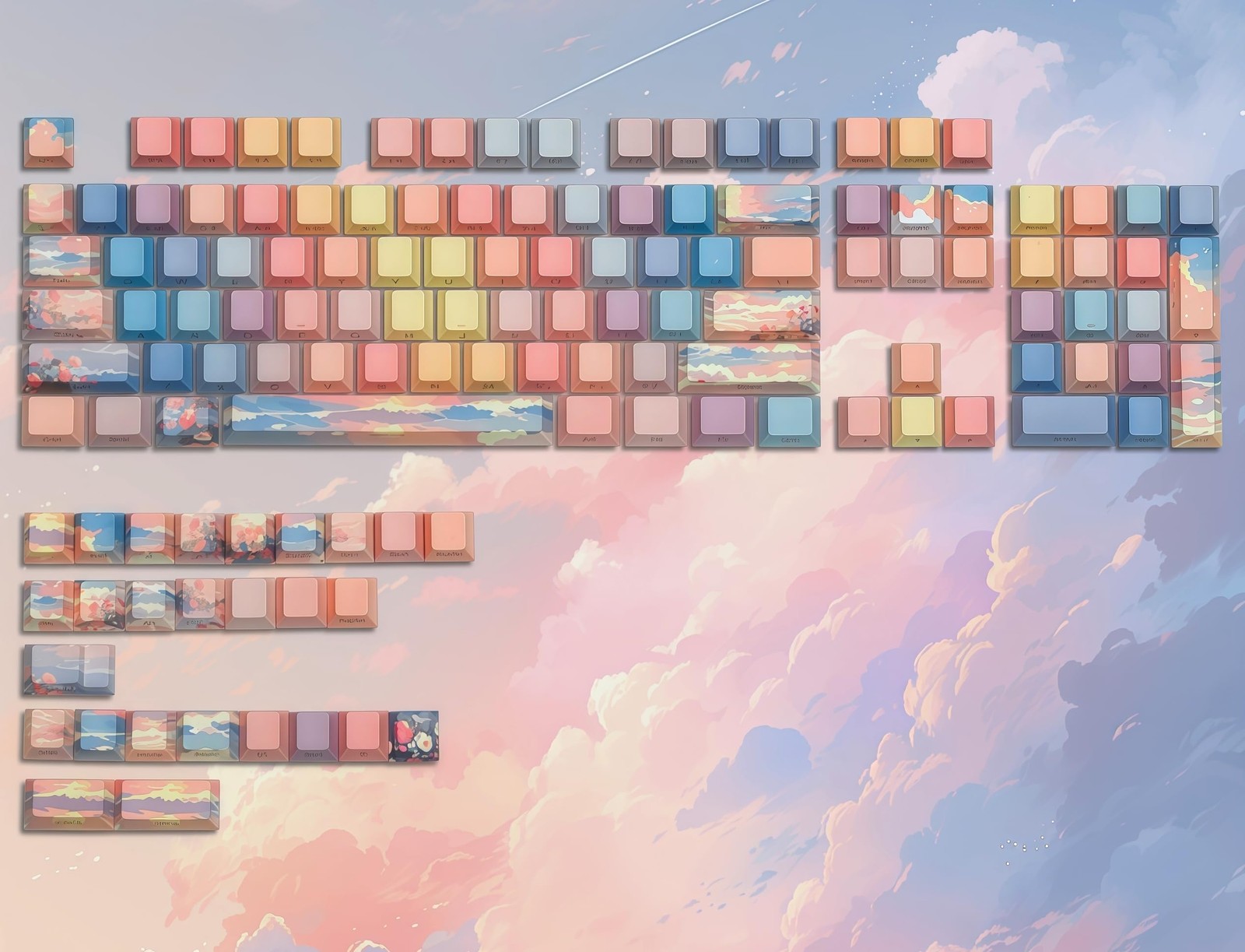Shine Through Keycaps Double Shot PBT Custom Side Print Sunset