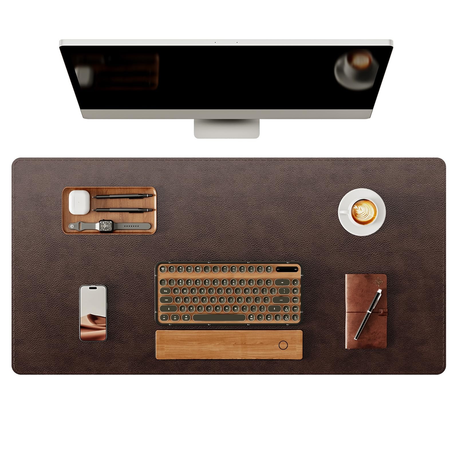 Genuine Leather Desk Mat, 31.5"x15.8" Office Desk Pad, Thick Premium Table Pa...