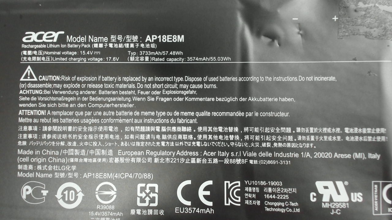 Genuine Acer KT.0040G.013 Laptop Battery For Acer AP18E7M (OEM)