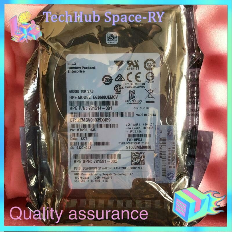 781516-B21 781577-001 HPE 600GB 12G SAS 10K 2.5" SFF SC HD RENEW OPEN