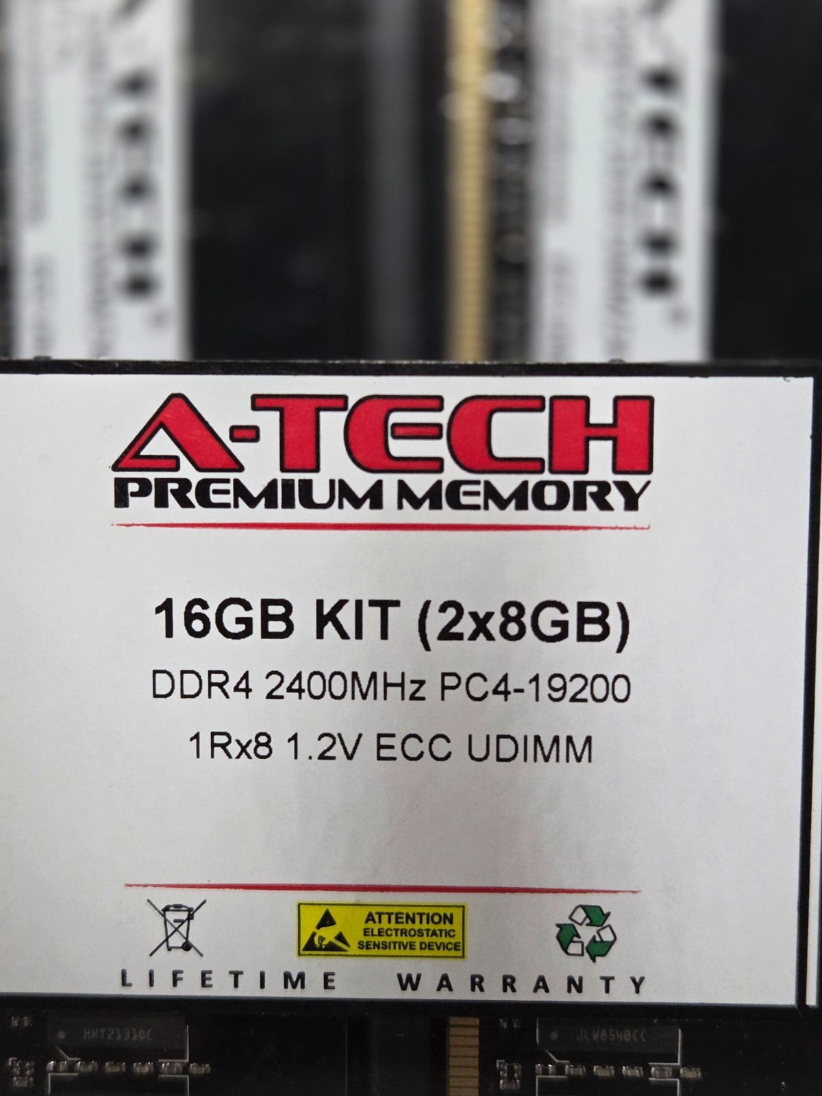 New, factory-sealed A-Tech DDR4 Premium Memory 16GB Kit (2x8GB). SDRAM ECC.
