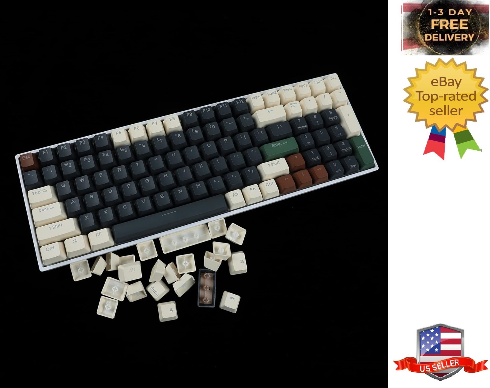 Double Shot 108 Dyed PBT Shine Through OEM Profile Keycap Rainbow Wild 122