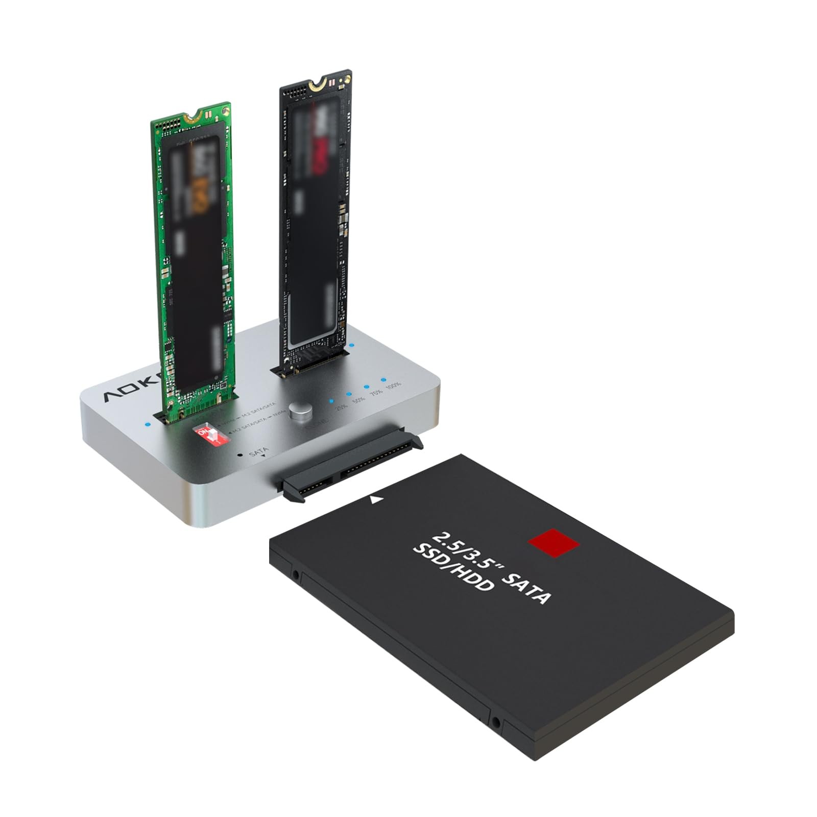 AOKO M.2 Duplicator SATA to NVMe SSD Cloner，Hard Drive Reader for M.2/SATA