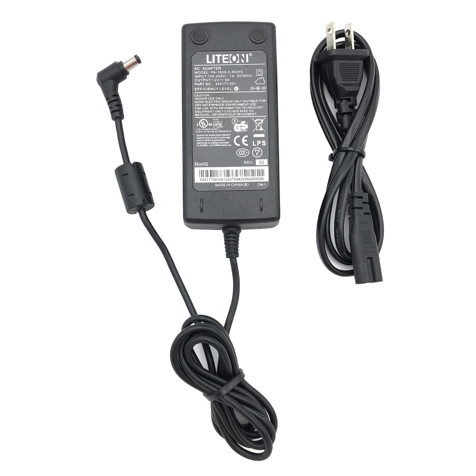 Genuine LiteOn PA-1600-5 AC Power Adapter 12V 5A 60W 555177-001 341-0231-03 OEM