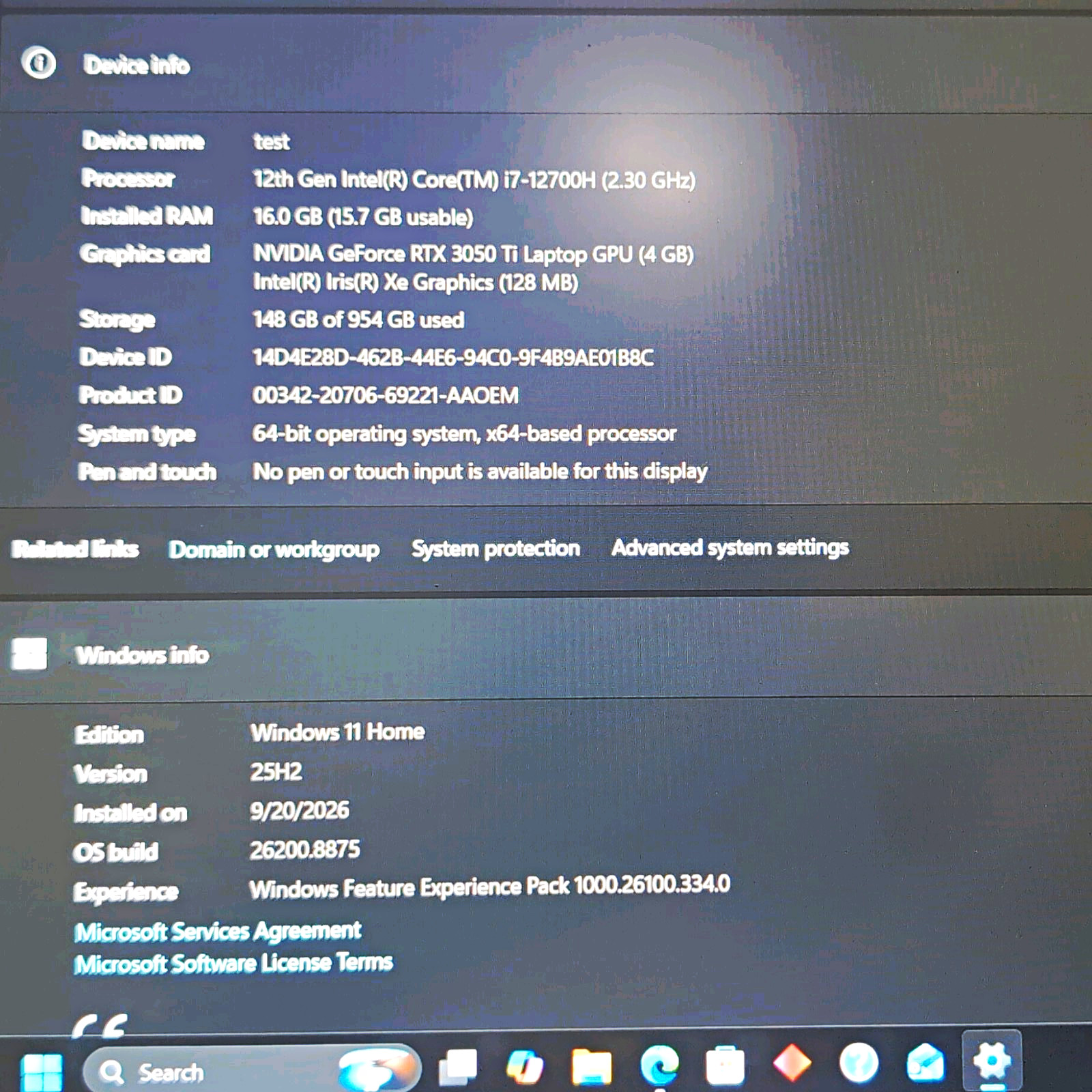 HP Omen 16in Gaming Laptop i7 12th Gen 16GB RTX 3050 Ti 144Hz W11H