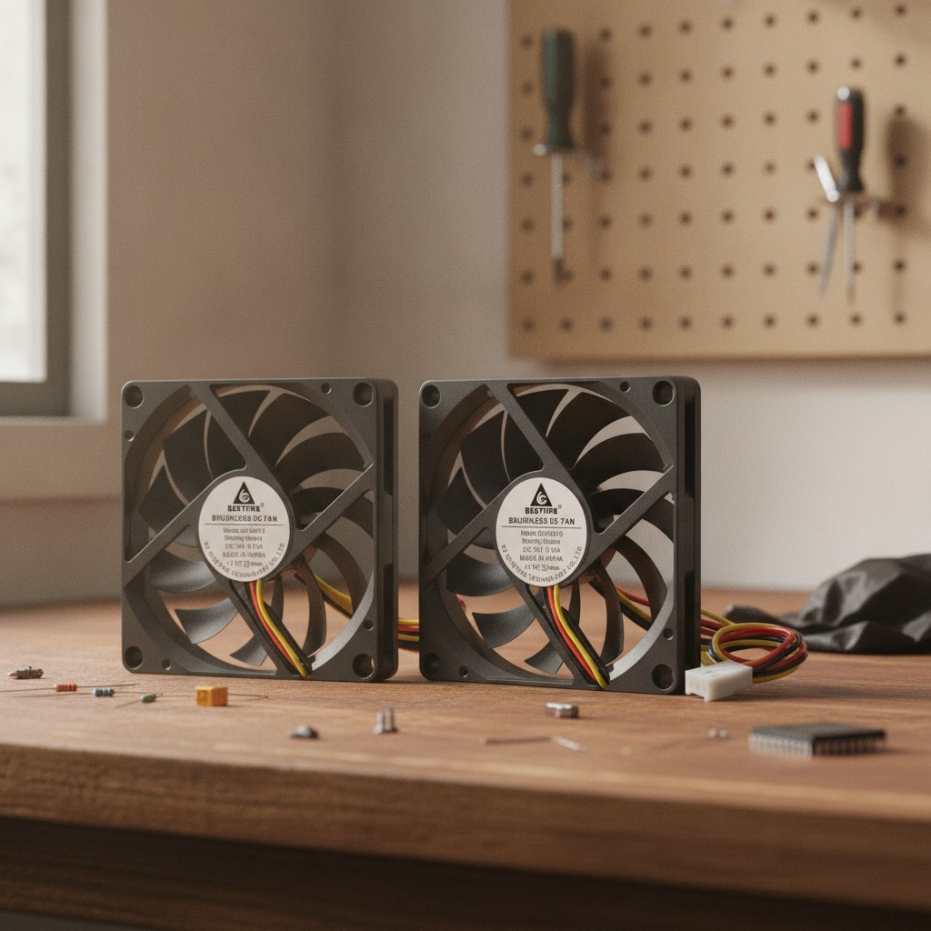 Compact 80mm 12V DC Cooling Fans with Metal Grill for Safe Airflow, 2-Pack