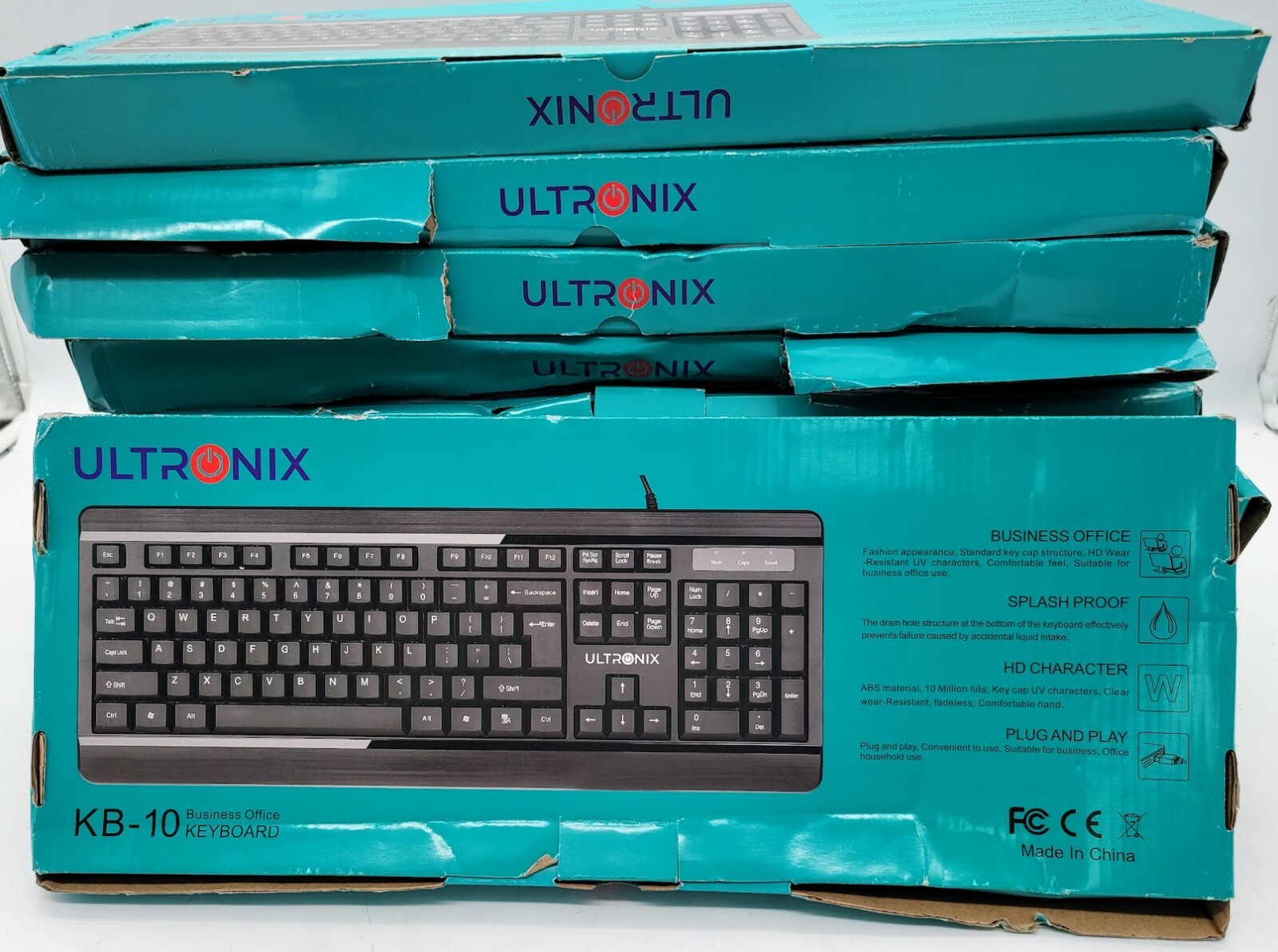 Lot of 10 Ultronix KB-10 Office Keyboard