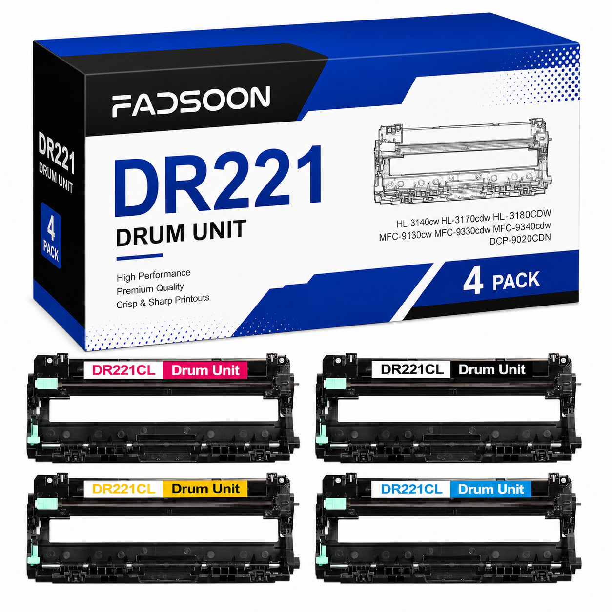 DR221CL 4PK BK/C/M/Y Drum Unit HL-3140CW HL-3170CDW 3180CDW MFC-9130CW 9330CDW