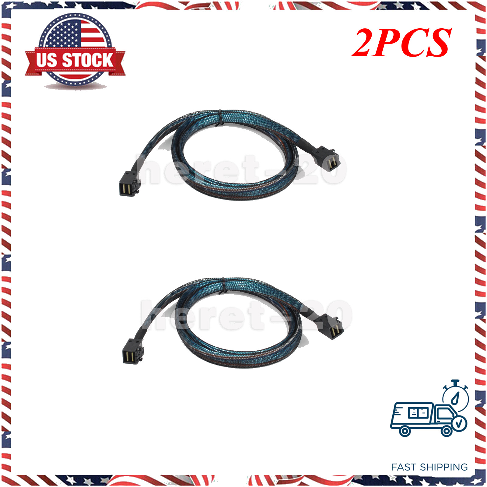 2PCS Internal Mini SAS SFF-8643 to Data SFF-8643 Female Server Card Cable 1M
